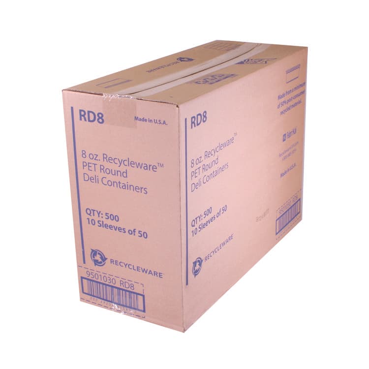 FABRI-KAL Recycleware Round Deli Container, 8 oz, 4.6" Diameter x 1.7" h, Clear, Plastic, 500/Carton (FABRD8) thumbnail 2