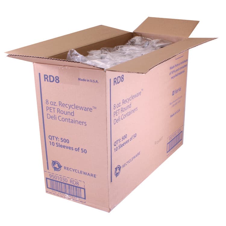 FABRI-KAL Recycleware Round Deli Container, 8 oz, 4.6" Diameter x 1.7" h, Clear, Plastic, 500/Carton (FABRD8) thumbnail 3