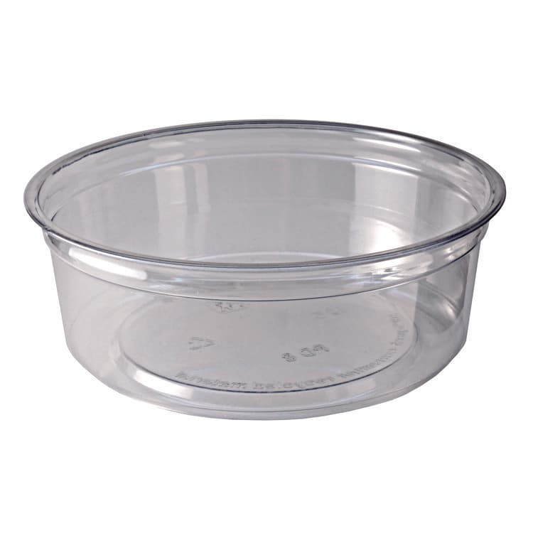FABRI-KAL Recycleware Round Deli Container, 8 oz, 4.6" Diameter x 1.7" h, Clear, Plastic, 500/Carton (FABRD8)