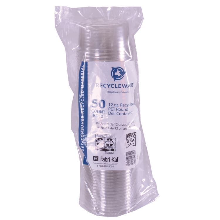 FABRI-KAL Recycleware Round Deli Container, 12 oz, 4.6" Diameter x 2.3" h, Clear, Plastic, 500/Carton (FABRD12) thumbnail 2