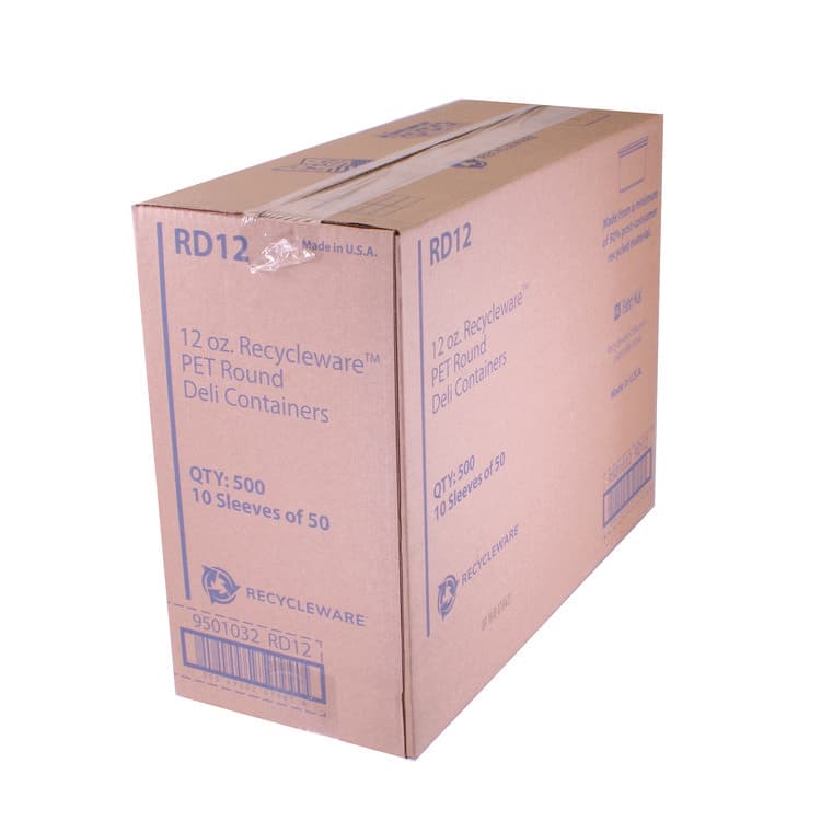 FABRI-KAL Recycleware Round Deli Container, 12 oz, 4.6" Diameter x 2.3" h, Clear, Plastic, 500/Carton (FABRD12) thumbnail 3