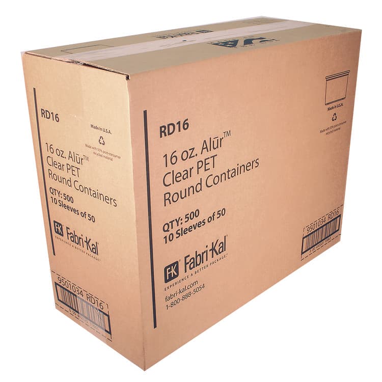 FABRI-KAL Recycleware Round Deli Container, 16 oz, 4.6" Diameter x 3" h, Clear, Plastic, 500/Carton (FABRD16) thumbnail 3