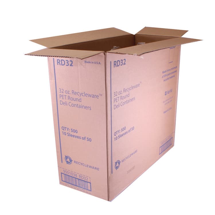 FABRI-KAL Recycleware Round Deli Container, 32 oz, 4.6" Diameter x 5.8" h, Clear, Plastic, 500/Carton (FABRD32) thumbnail 3