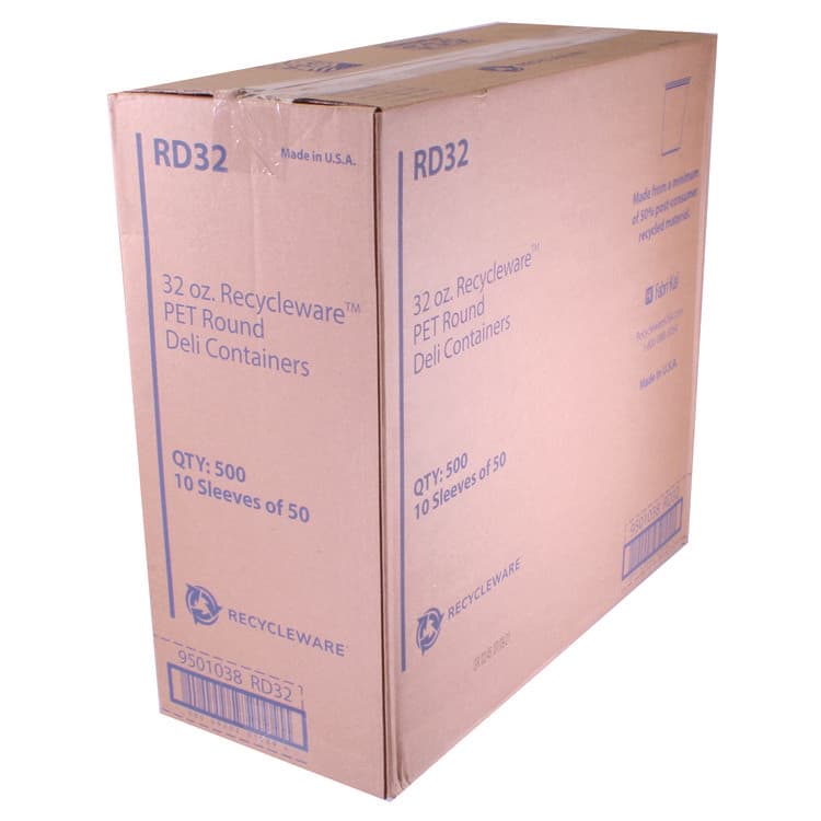 FABRI-KAL Recycleware Round Deli Container, 32 oz, 4.6" Diameter x 5.8" h, Clear, Plastic, 500/Carton (FABRD32) thumbnail 4