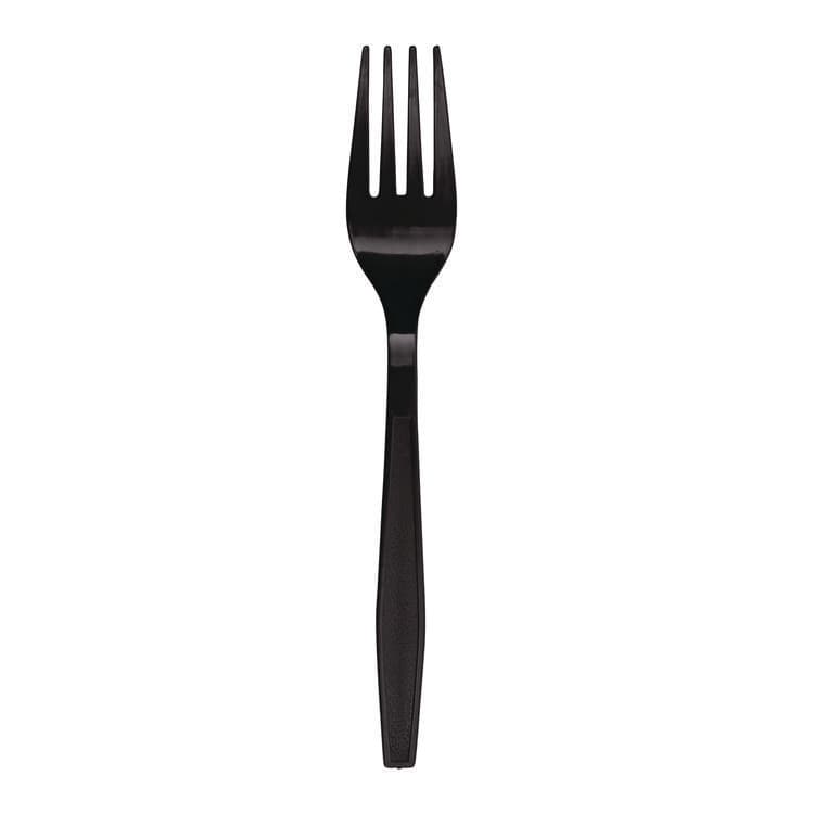 BOARDWALK Heavyweight Polypropylene Cutlery, Fork, Plastic, Black, 1,000/Carton (BWKFORKHWPPBLA) thumbnail 2