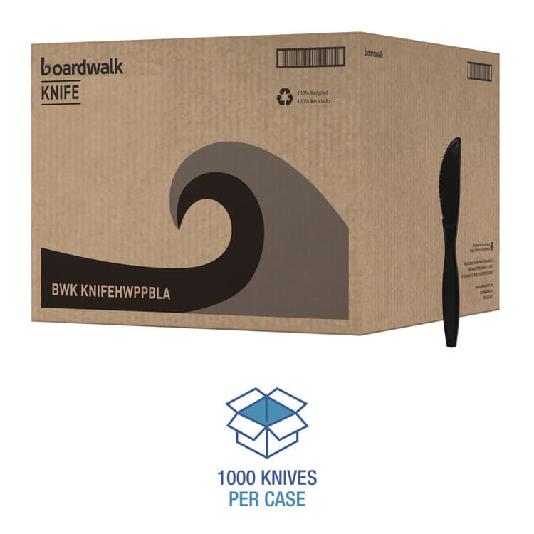 BOARDWALK Heavyweight Polypropylene Cutlery, Knife, Plastic, Black, 1,000/Carton (BWKKNIFEHWPPBLA) thumbnail 4