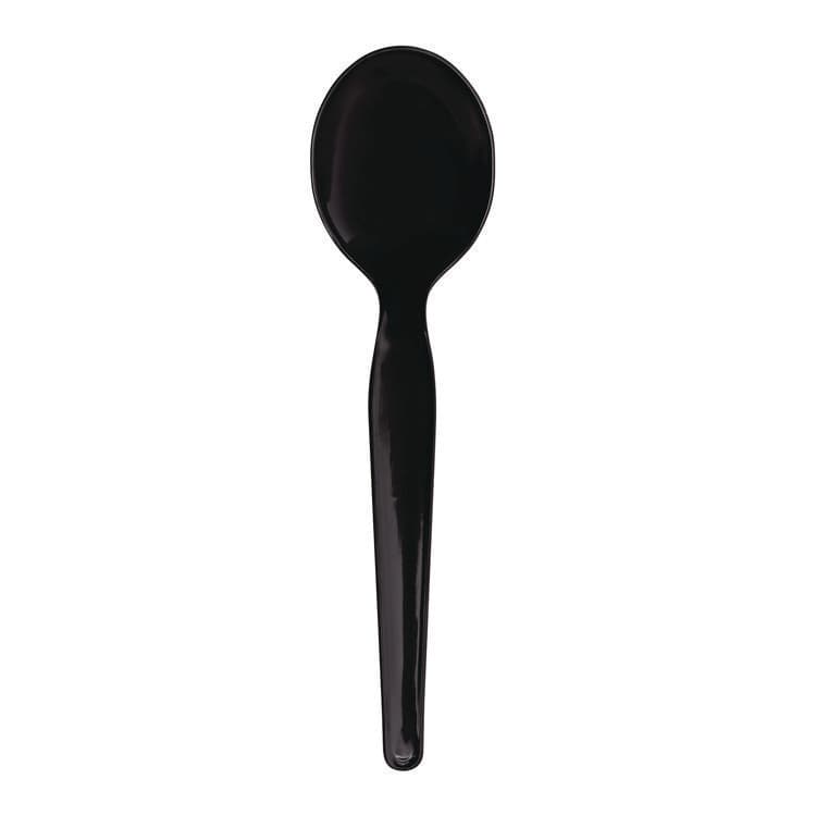 BOARDWALK Heavyweight Wrapped Polystyrene Cutlery, Soup Spoon, Plastic, Black, 1,000/Carton (BWKSSHWPSBIW) thumbnail 2