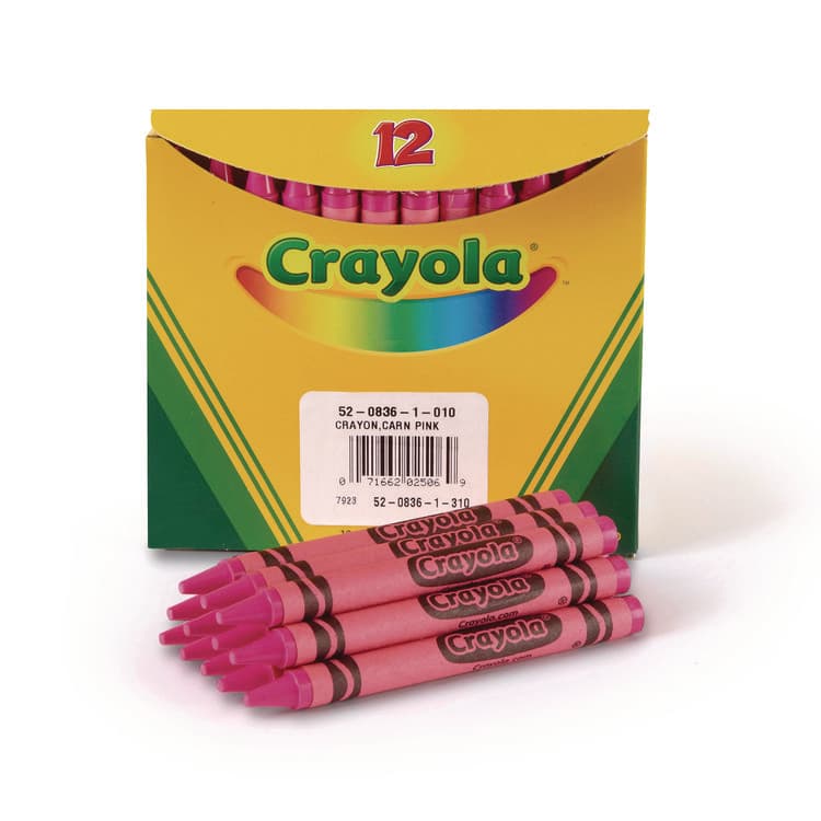 BINNEY & SMITH / CRAYOLA Bulk Crayons, Regular Size, 0.31" x 3.63", Carnation Pink, 12/Box (CYO520836010)