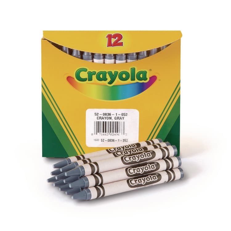BINNEY & SMITH / CRAYOLA Bulk Crayons, Regular Size, 0.31" x 3.63", Gray, 12/Box (CYO520836052)