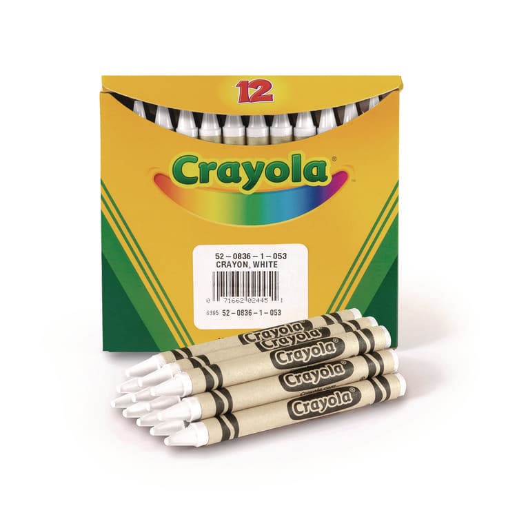 BINNEY & SMITH / CRAYOLA Bulk Crayons, Regular Size, 0.31" x 3.63", White, 12/Box (CYO520836053)