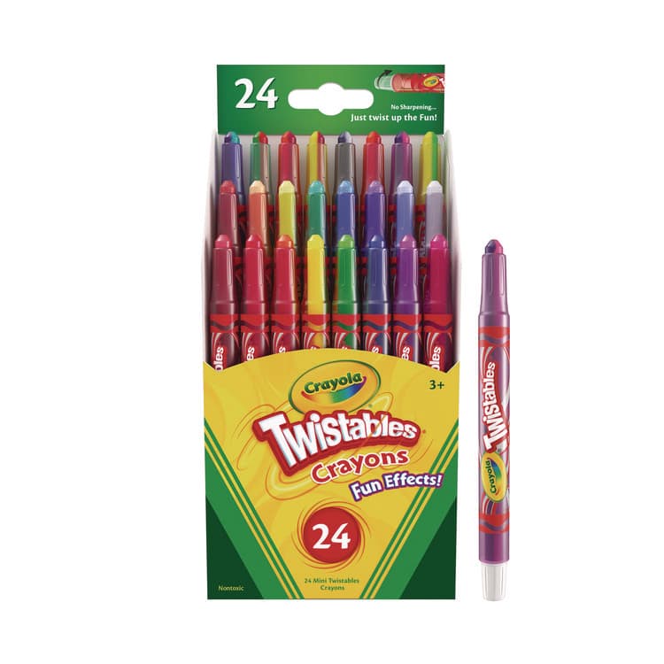 BINNEY & SMITH / CRAYOLA Twistables Fun Effects Mini Crayons, Miniature Size, 0.44" x 4", 24 Assorted Metallic, Neon and Rainbow Colors, 24/Pack (CYO529824)