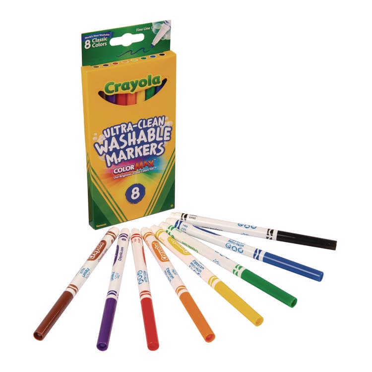 BINNEY & SMITH / CRAYOLA Ultra-Clean Washable Markers, Fine Bullet Tip, Assorted Colors, 8/Pack (CYO587809)