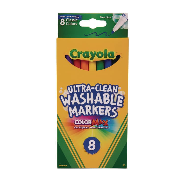 BINNEY & SMITH / CRAYOLA Ultra-Clean Washable Markers, Fine Bullet Tip, Assorted Colors, 8/Pack (CYO587809) thumbnail 2