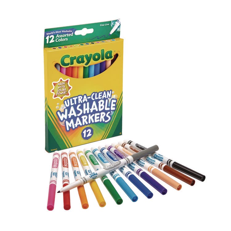 BINNEY & SMITH / CRAYOLA Ultra-Clean Washable Markers, Fine Bullet Tip, Assorted Colors, Dozen (CYO587813)