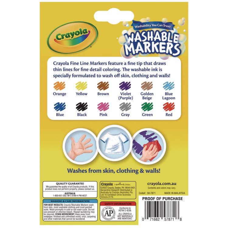 BINNEY & SMITH / CRAYOLA Ultra-Clean Washable Markers, Fine Bullet Tip, Assorted Colors, Dozen (CYO587813) thumbnail 3