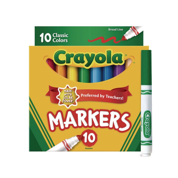BINNEY & SMITH / CRAYOLA Non-Washable Marker, Broad Bullet Tip, Assorted Classic Colors, 10/Pack (CYO587722)