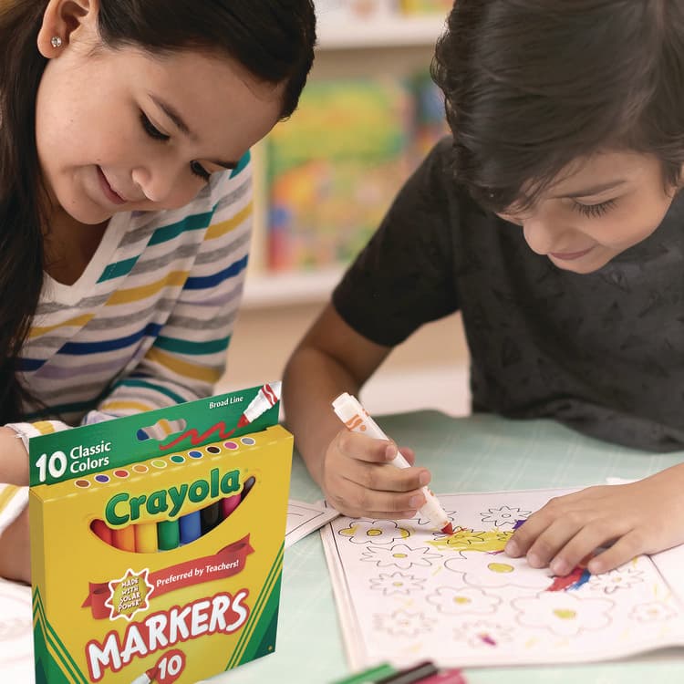 BINNEY & SMITH / CRAYOLA Non-Washable Marker, Broad Bullet Tip, Assorted Classic Colors, 10/Pack (CYO587722) thumbnail 3