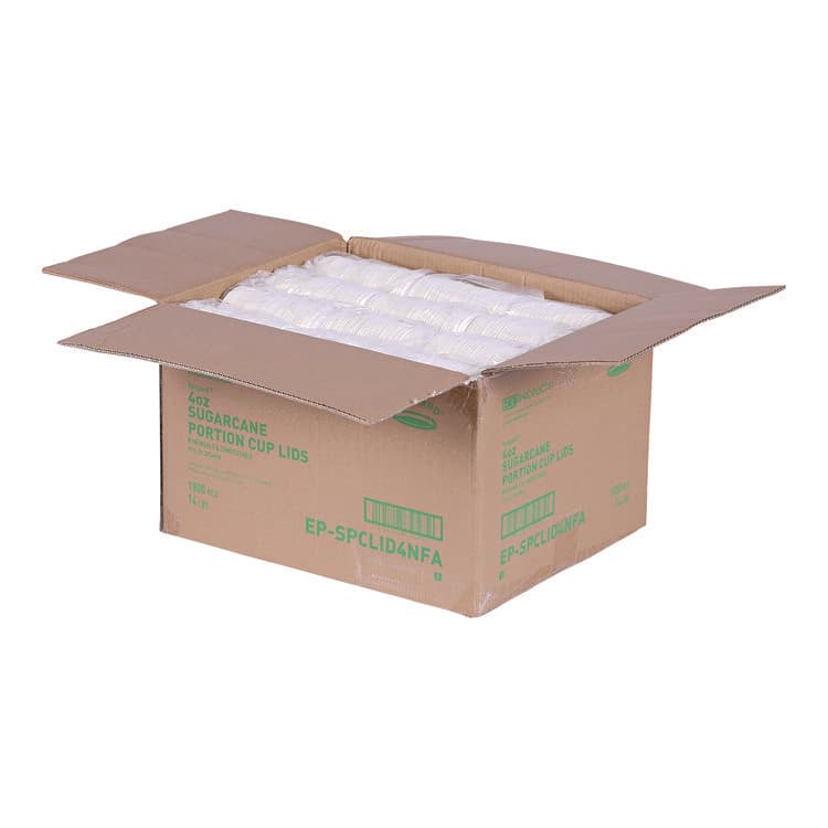 ECO-PRODUCTS,INC. Vanguard Sugarcane Portion Cup Lid, Fits 4 oz Portion Cups, White, 1,800/Carton (ECOEPSPCLID4NFA) thumbnail 3