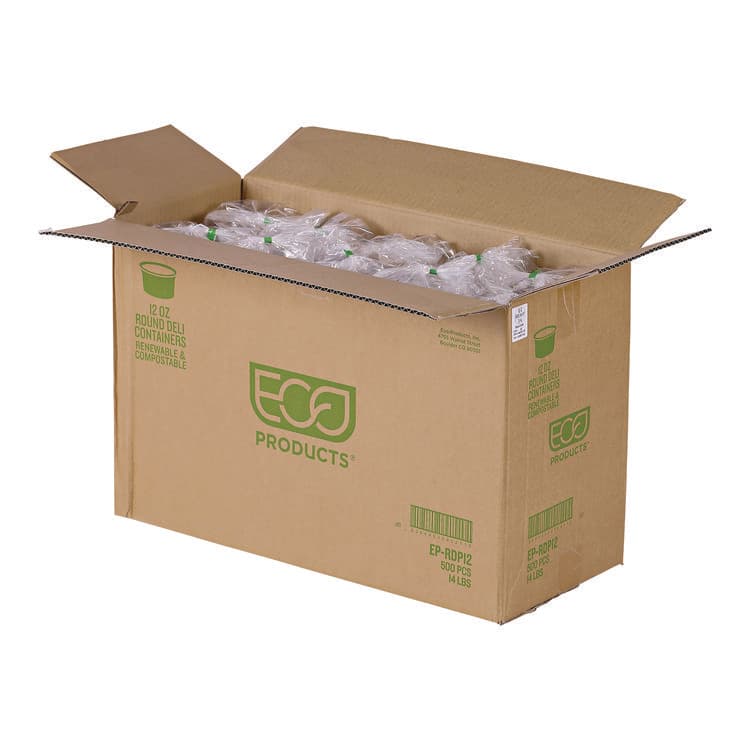 ECO-PRODUCTS,INC. Round Deli Containers, 12 oz, 4.63" Diameter x 2.13" h, Clear, Plastic, 500/Carton (ECOEPRDP12) thumbnail 2