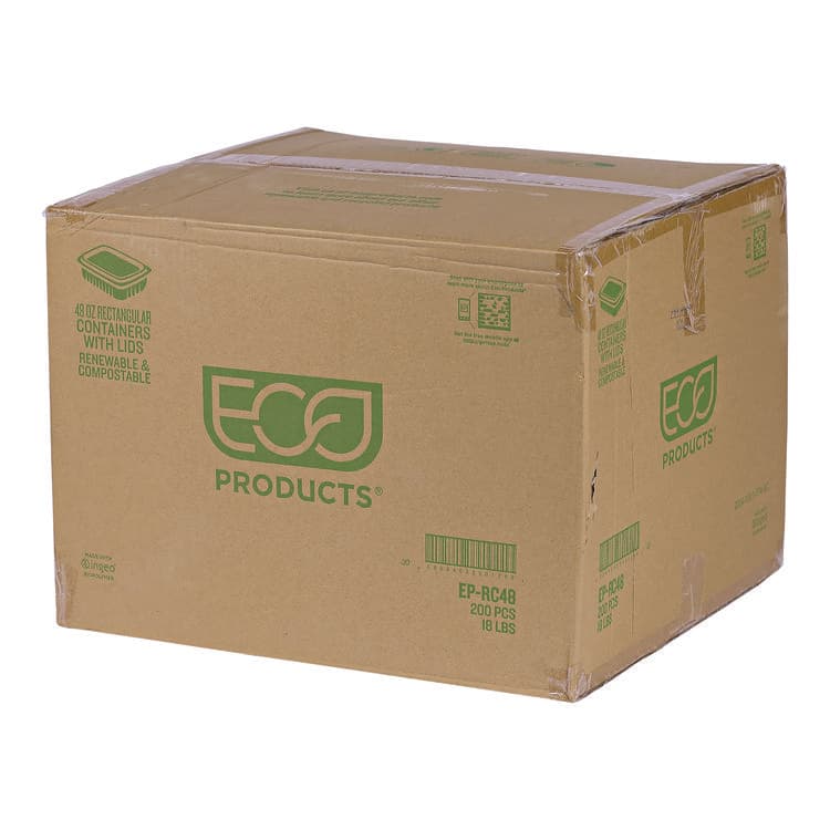 ECO-PRODUCTS,INC. Renewable and Compostable Rectangular Deli Containers, 48 oz, 8 x 6 x 2, Clear, Plastic, 50/Pack, 4 Packs/Carton (ECOEPRC48) thumbnail 4