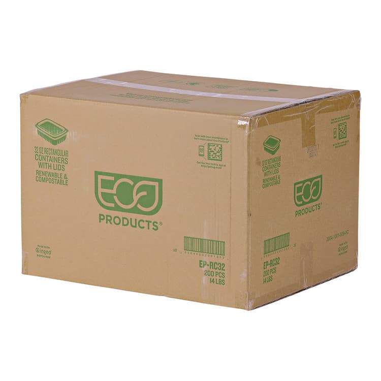 ECO-PRODUCTS,INC. Renewable and Compostable Rectangular Deli Containers, 32 oz, 7.5 x 6.5 x 3, Clear, Plastic, 50/Pack, 4 Packs/Carton (ECOEPRC32) thumbnail 4