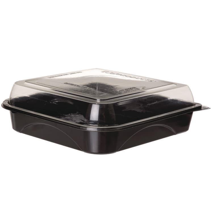 ECO-PRODUCTS,INC. 100% Recycled Content 9" Premium Take Out Containers, 42 oz, 9 x 8.8 x 1.6, Black/Clear, Plastic, 50/Pack, 3 Packs/Carton (ECOEPPTOR9)
