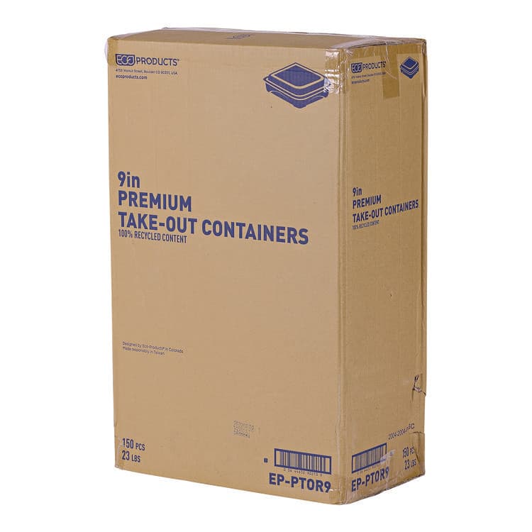 ECO-PRODUCTS,INC. 100% Recycled Content 9" Premium Take Out Containers, 42 oz, 9 x 8.8 x 1.6, Black/Clear, Plastic, 50/Pack, 3 Packs/Carton (ECOEPPTOR9) thumbnail 4
