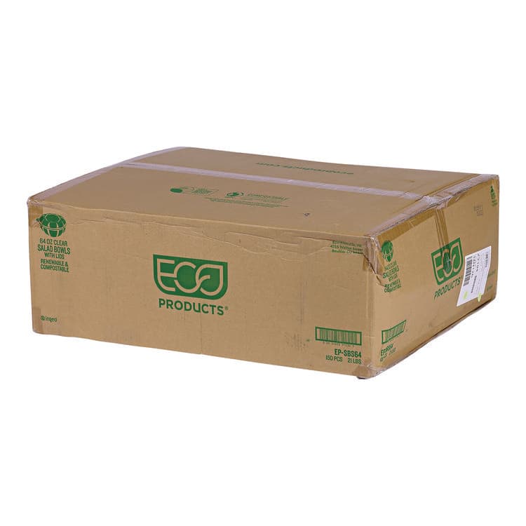 ECO-PRODUCTS,INC. Salad Bowls with Lids, Squat, 64 oz, 9.5" Diameter x 3.2" h, Clear, Plastic, 150/Carton (ECOEPSBS64) thumbnail 3