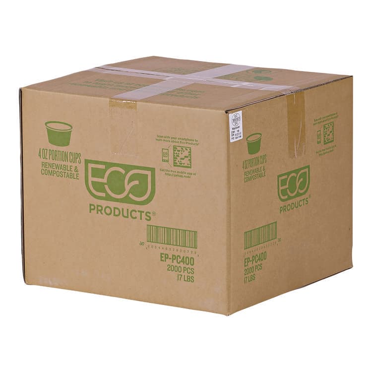 ECO-PRODUCTS,INC. Renewable and Compostable Portion Cups, 4 oz, Plastic, Clear, 100/Pack, 20 Packs/Carton (ECOEPPC400) thumbnail 3