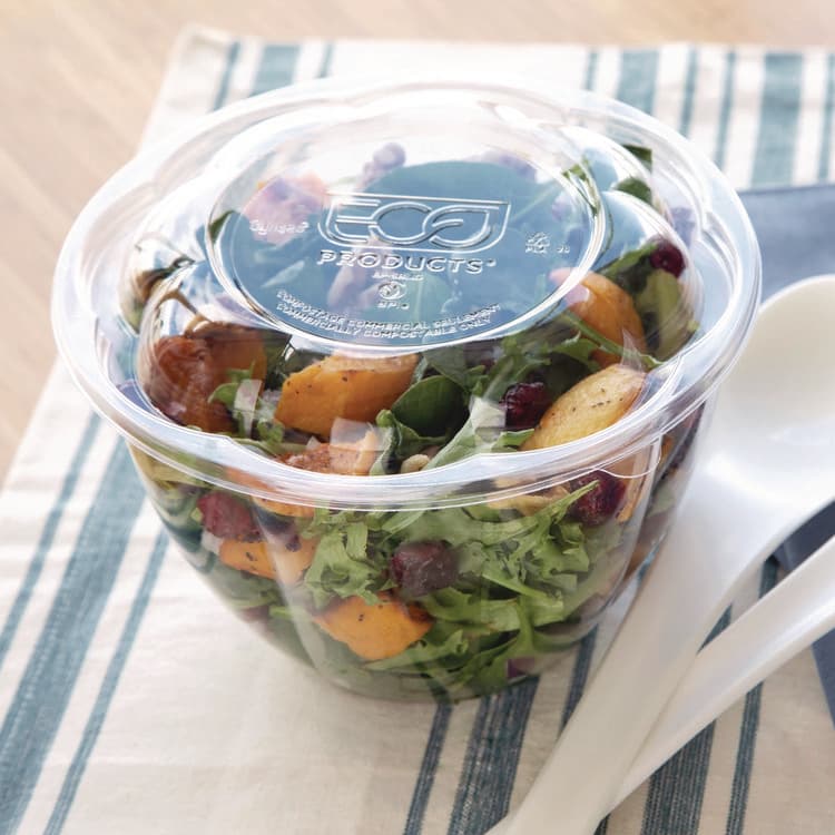ECO-PRODUCTS,INC. Salad Bowls, 48 oz, 6.69" Diameter x 4.38" h, Clear, Plastic, 300/Carton (ECOEPSB48BASE) thumbnail 3
