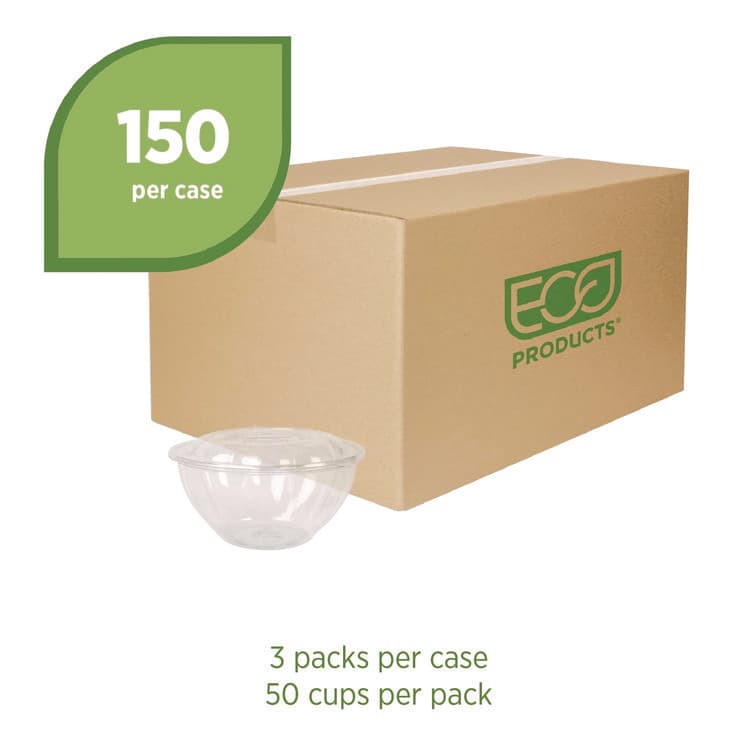 ECO-PRODUCTS,INC. Renewable and Compostable Salad Bowls with Lids, 32 oz, Clear, Plastic, 50/Pack, 3 Packs/Carton (ECOEPSB32) thumbnail 2