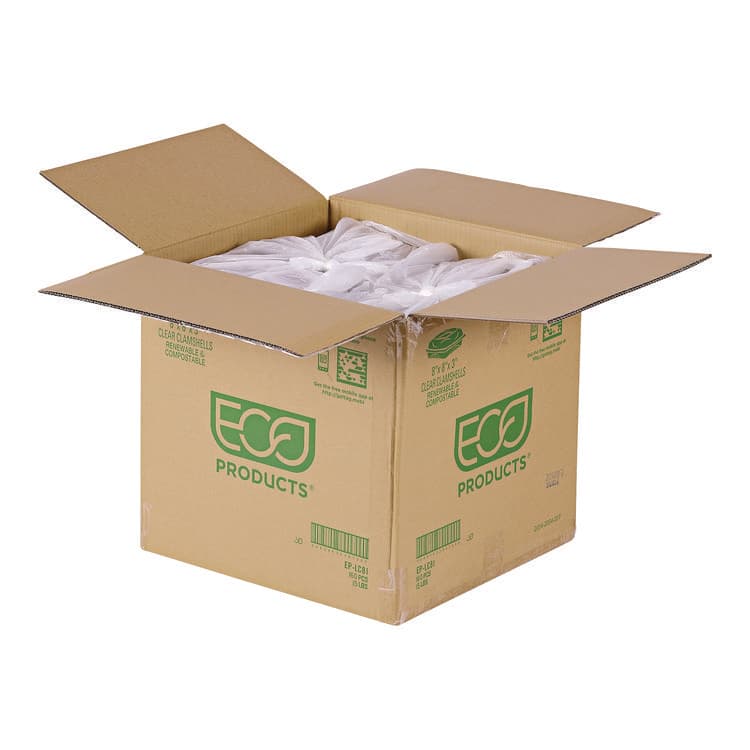 ECO-PRODUCTS,INC. Renewable and Compostable Clear Clamshell Hinged Food Containers, 8 x 8 x 3, Plastic, 80/Pack, 2 Packs/Carton (ECOEPLC81) thumbnail 4