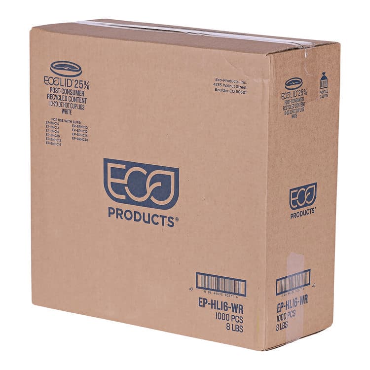 ECO-PRODUCTS,INC. EcoLid 25% Recycled Content Hot Cup Lid, Fits 10 oz to 20 oz Hot Cups, Plastic, White, 100/Pack, 10 Packs/Carton (ECOEPHL16WR) thumbnail 4
