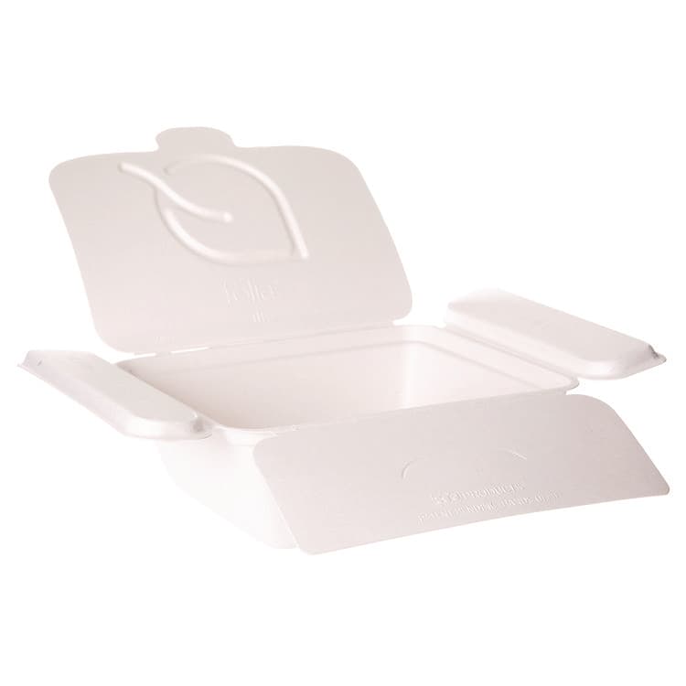 ECO-PRODUCTS,INC. Vanguard Folia Renewable and Compostable Take-Out Container, 3 Compartments, 35 oz, 5.8 x 6.9 x 2.5, White, Sugarcane, 300/CT (ECOEPFSC35NFA)