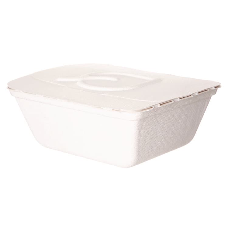 ECO-PRODUCTS,INC. Vanguard Folia Renewable and Compostable Take-Out Container, 3 Compartments, 35 oz, 5.8 x 6.9 x 2.5, White, Sugarcane, 300/CT (ECOEPFSC35NFA) thumbnail 2