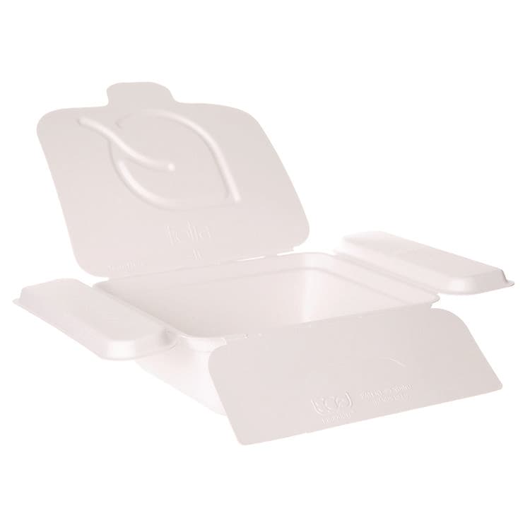 ECO-PRODUCTS,INC. Vanguard Folia Renewable and Compostable Take-Out Container, 3 Compartments, 22 oz, 5.39 x 5.94 x 2, White, Sugarcane, 300/CT (ECOEPFSC22NFA)