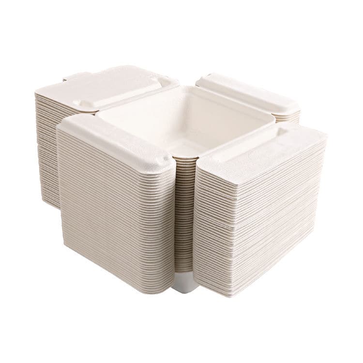 ECO-PRODUCTS,INC. Vanguard Folia Renewable and Compostable Take-Out Container, 3 Compartments, 22 oz, 5.39 x 5.94 x 2, White, Sugarcane, 300/CT (ECOEPFSC22NFA) thumbnail 3