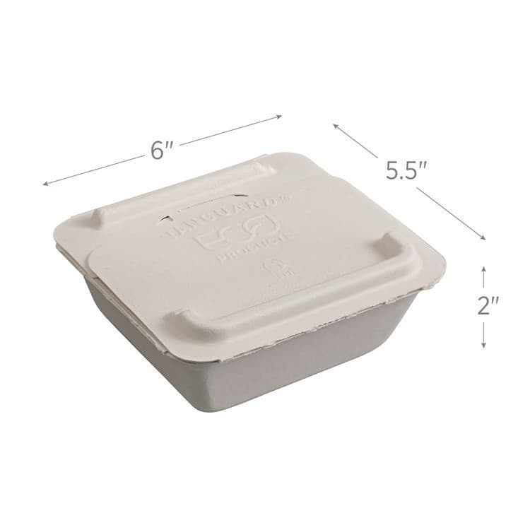 ECO-PRODUCTS,INC. Vanguard Folia Renewable and Compostable Take-Out Container, 3 Compartments, 22 oz, 5.39 x 5.94 x 2, White, Sugarcane, 300/CT (ECOEPFSC22NFA) thumbnail 4