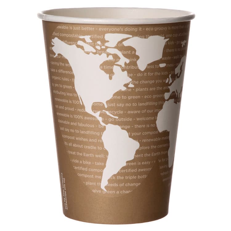 ECO-PRODUCTS,INC. World Art Renewable and Compostable Food Container, 32 oz, 4.05" Diameter x 5.8" h, Tan, Paper, 25/Pack, 20 Packs/Carton (ECOEPBSC32WA)