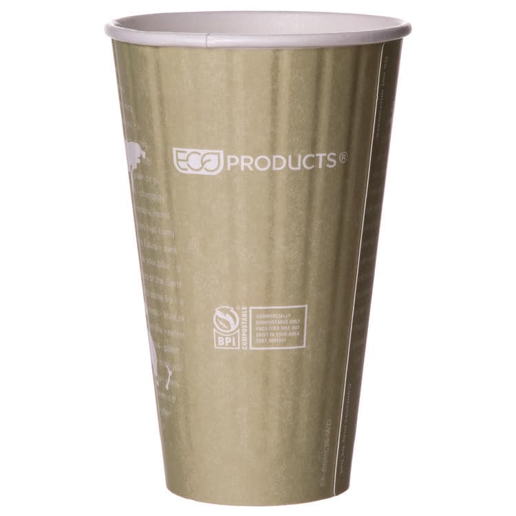 ECO-PRODUCTS,INC. World Art Renewable and Compostable Insulated Hot Cups, 16 oz, Paper, Brown/White, 40/Pack, 15 Packs/Carton (ECOEPBNHC16WD) thumbnail 3