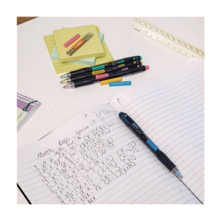 BIC CORP. Break-Resistant Mechanical Pencils with Erasers, 0.7 mm, HB (#2), Black Lead, Assorted Barrel Colors, 4/Pack (BICMV7PRP4BLK) thumbnail 4