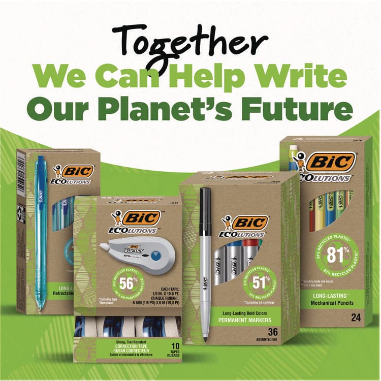 BIC CORP. Ecolutions Gel Pen, Retractable, Medium 1 mm, Blue Ink, Blue Barrel, 12/Pack (BICRGLE11BLU) thumbnail 3