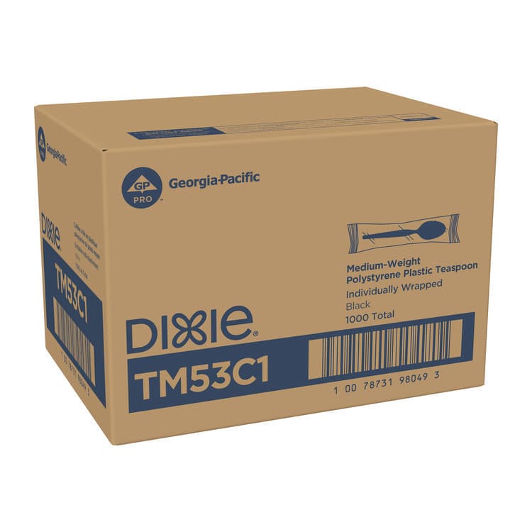 DIXIE FOOD SERVICE Mediumweight Polystyrene Wrapped Cutlery, Spoon, Plastic, Black, 1,000/Carton (DXETM53C1) thumbnail 2