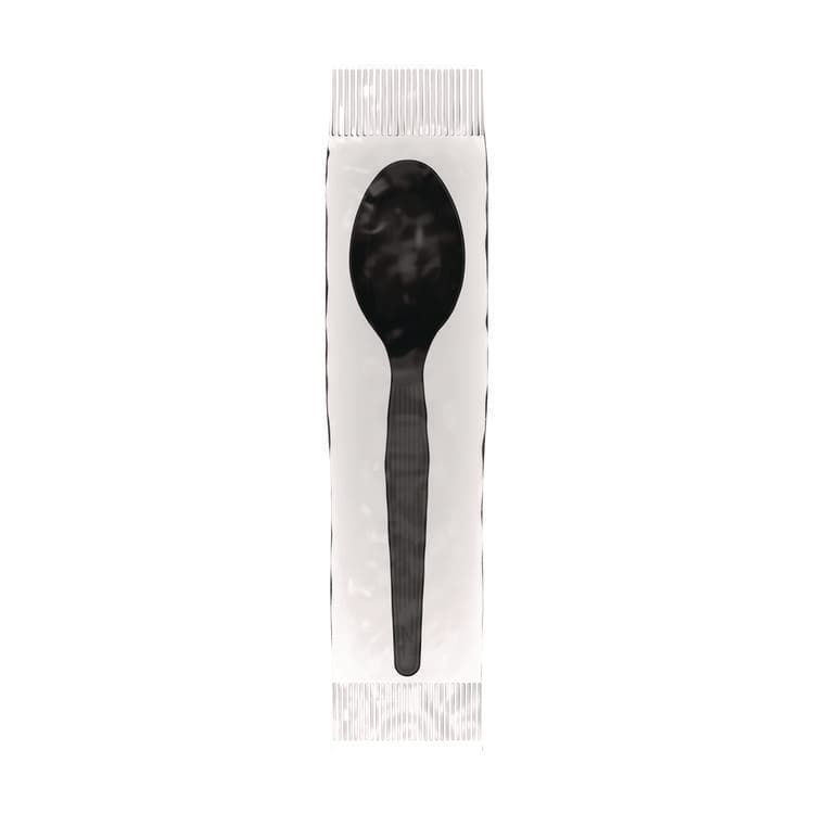 DIXIE FOOD SERVICE Mediumweight Polystyrene Wrapped Cutlery, Spoon, Plastic, Black, 1,000/Carton (DXETM53C1) thumbnail 3