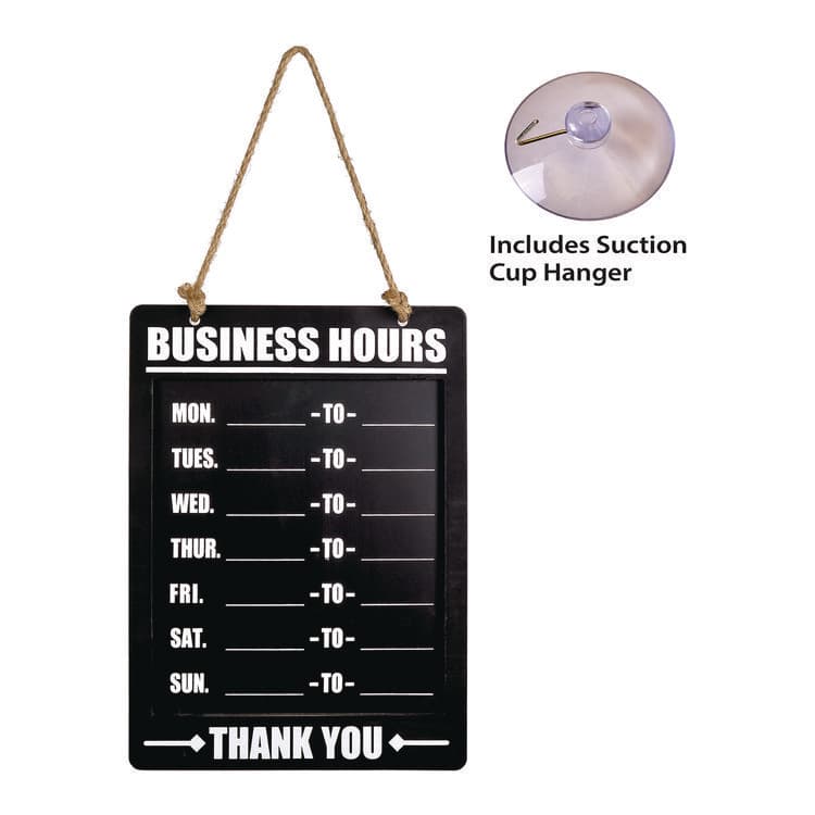 EXCELLO GLOBAL PRODUCTS Business Hours Indoor/Outdoor Hanging Chalkboard, 10 x 0.38 x 20.75, Black/White (EXOEGPHD0311AS) thumbnail 2