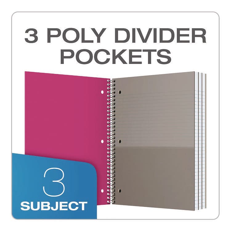 TOPS BUSINESS FORMS Three-Subject Notebook, Medium/College Rule, Randomly Assorted Cover Color, (150) 11 x 9 Sheets (OXF10586) thumbnail 3