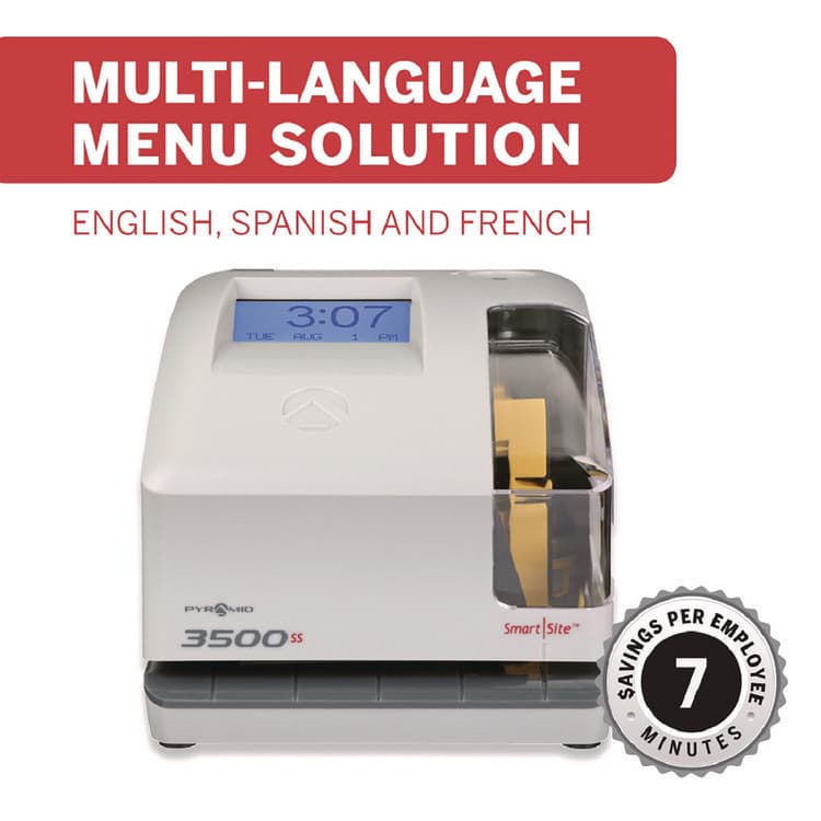 PYRAMID TECHNOLOGIES, . 3500 Smart Site Punch Card Time Clock System, DC Powered Operation, Light Gray (PTI3500SS) thumbnail 3