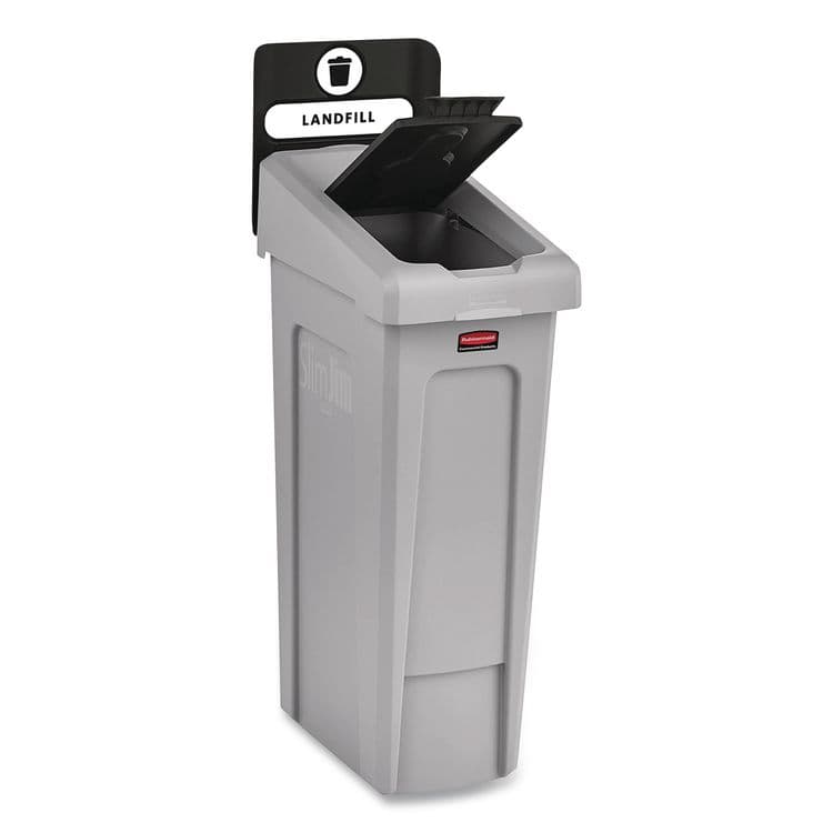 RUBBERMAID COMMERCIAL PROD. Slim Jim Recycling Station Kit, 1-Stream Landfill, 23 gal, Plastic, Gray/Black (RCP2185053) thumbnail 3