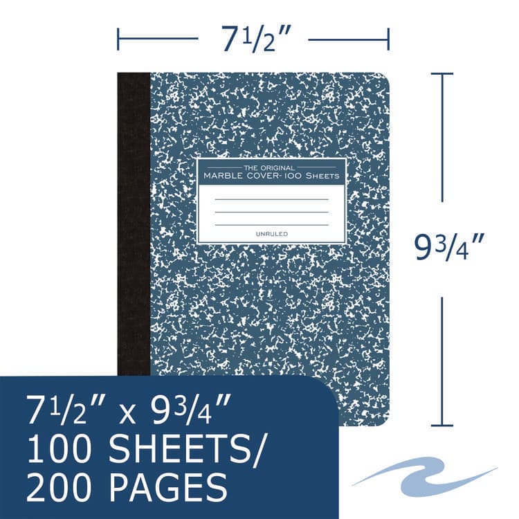 ROARING SPRING PAPER PRODUCTS Hardcover Marble Composition Book, Unruled, Blue Marble Cover, (100) 9.75 x 7.5 Sheets (ROA77261) thumbnail 2
