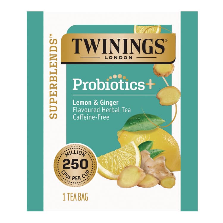TWININGS NORTH AMERICA Probiotics Lemon and Ginger Herbal Tea Bags, 0.05 oz, 18/Box (TWGTNA95223) thumbnail 2